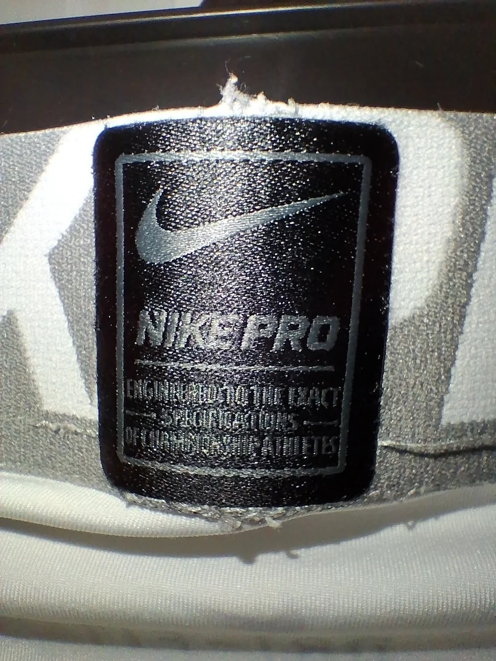 Nike Pro Dri-fit White Compression Tights with Gray Waistband and Gray Swoosh